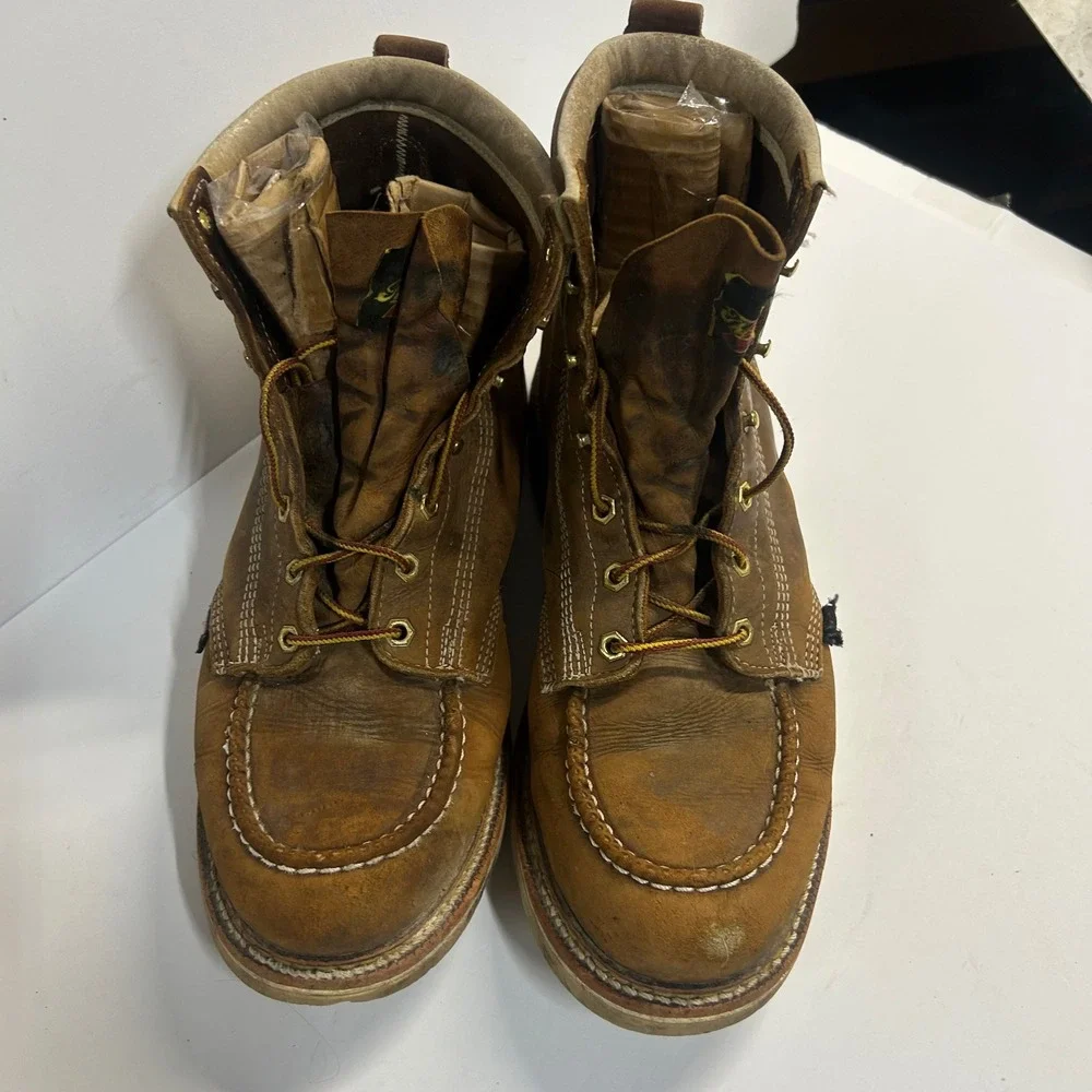 Thorogood Moc Toe Work Boots Brown Mens 13 D Leather Wedge Sole 814-4203 USA